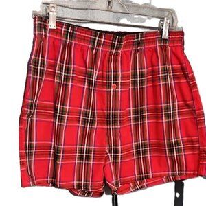 Holiday Time Men's Red Plaid Sleep Shorts - Size Medium 32-34